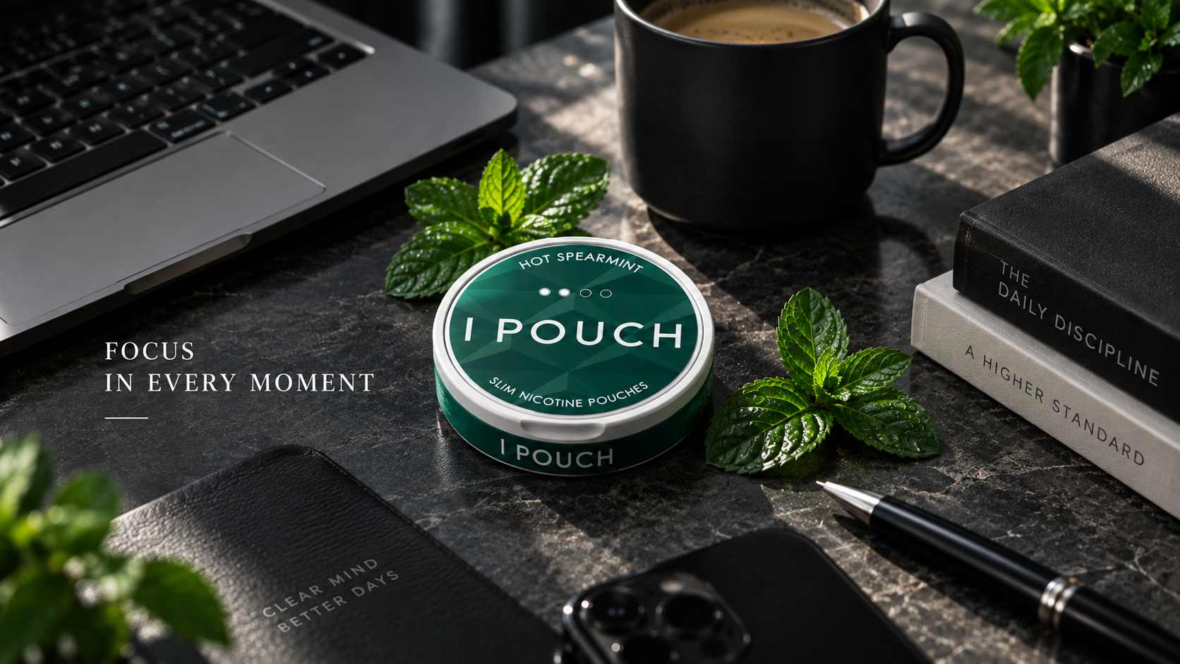 Hot Spearmint IPOUCH in an office setting